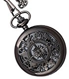 Black-Classic-Vintage-Retro-Antique-Skeleton-Hollow-Pocket-Watch